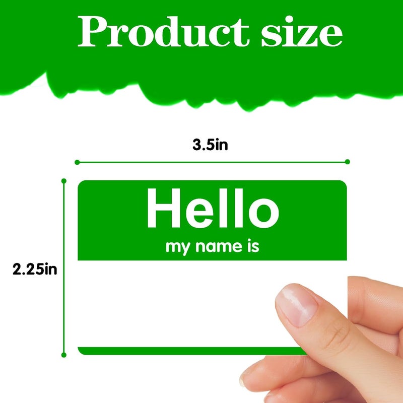 labelon 200 Pcs St. Patrick's Day Name Tags Stickers, 3.5" x 2.25" Hello My Name is Stickers, Green Name Tag, Adhesive Label Sticker for Office, Meeting, School, Teachers and Mailing - Image 2